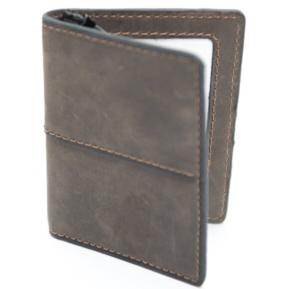 Fossil Ethan Slim Card Case Wallet Leather Gunmetal Brown New - Picture 1 of 5